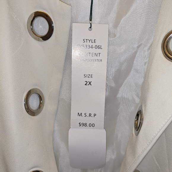 For Cynthia White Vest Duster with Grommet Accent Sz 2X - Picture 2 of 4